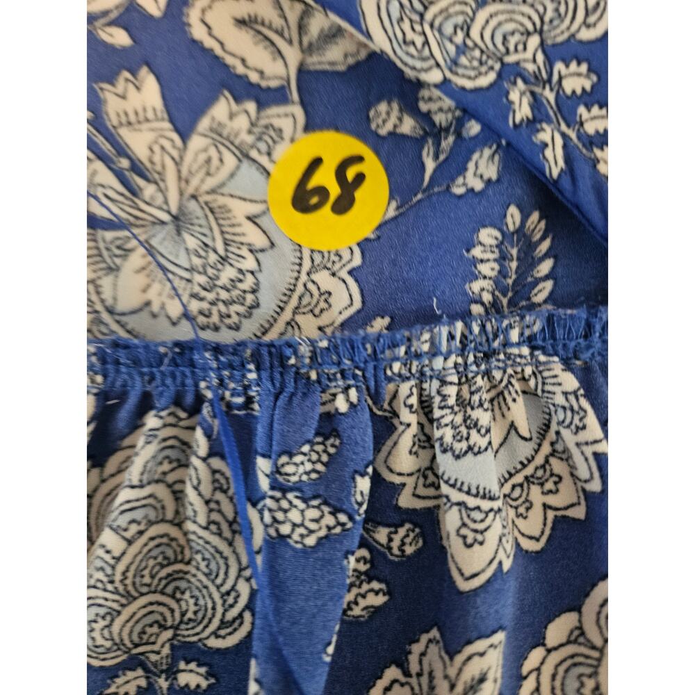 Flowy Comfy Chaus Blue White Floral Summer Top Poly Size Large B68 - Picture 4 of 4